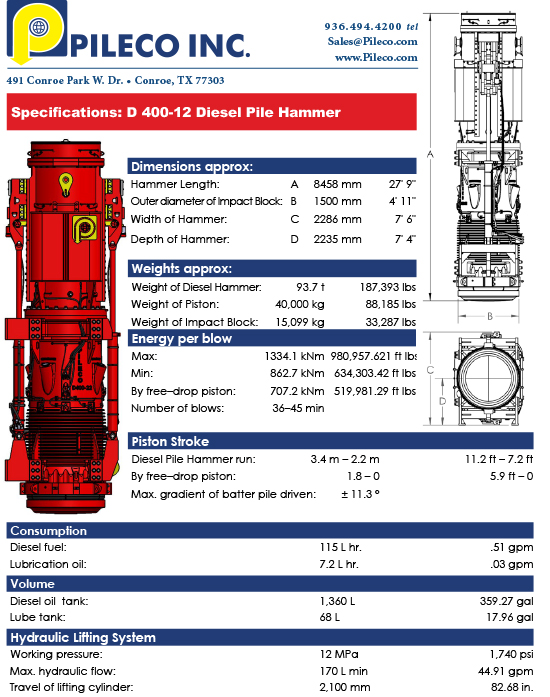D400-12, Diesel Hammer