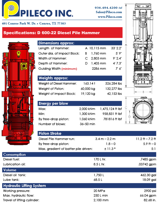 D600-22, Diesel Hammer