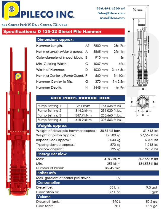 D125-32, Diesel Hammer