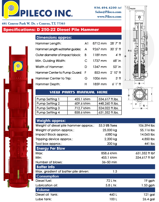 D250-22, Diesel Hammer